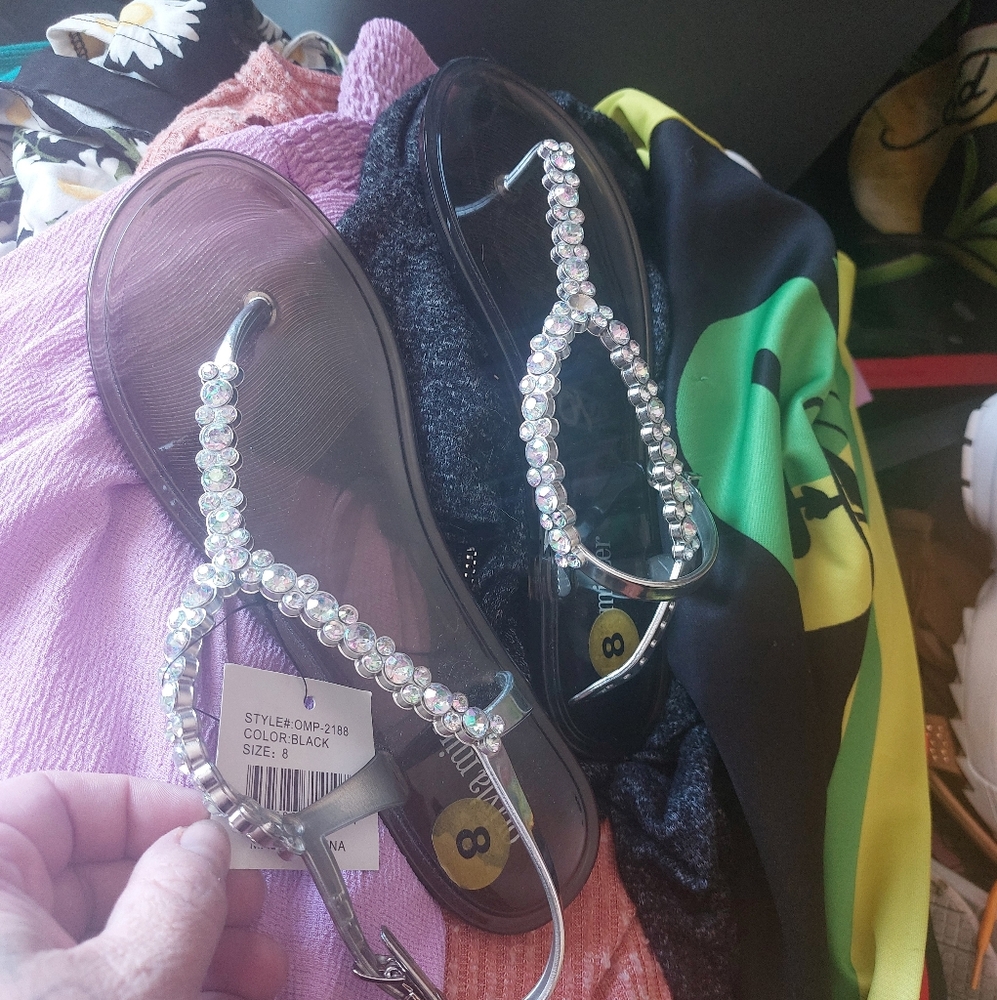 Iridescent sandals